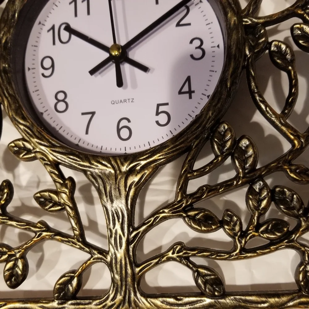 Vintage Bronze Tree Wall Clock - NWOB